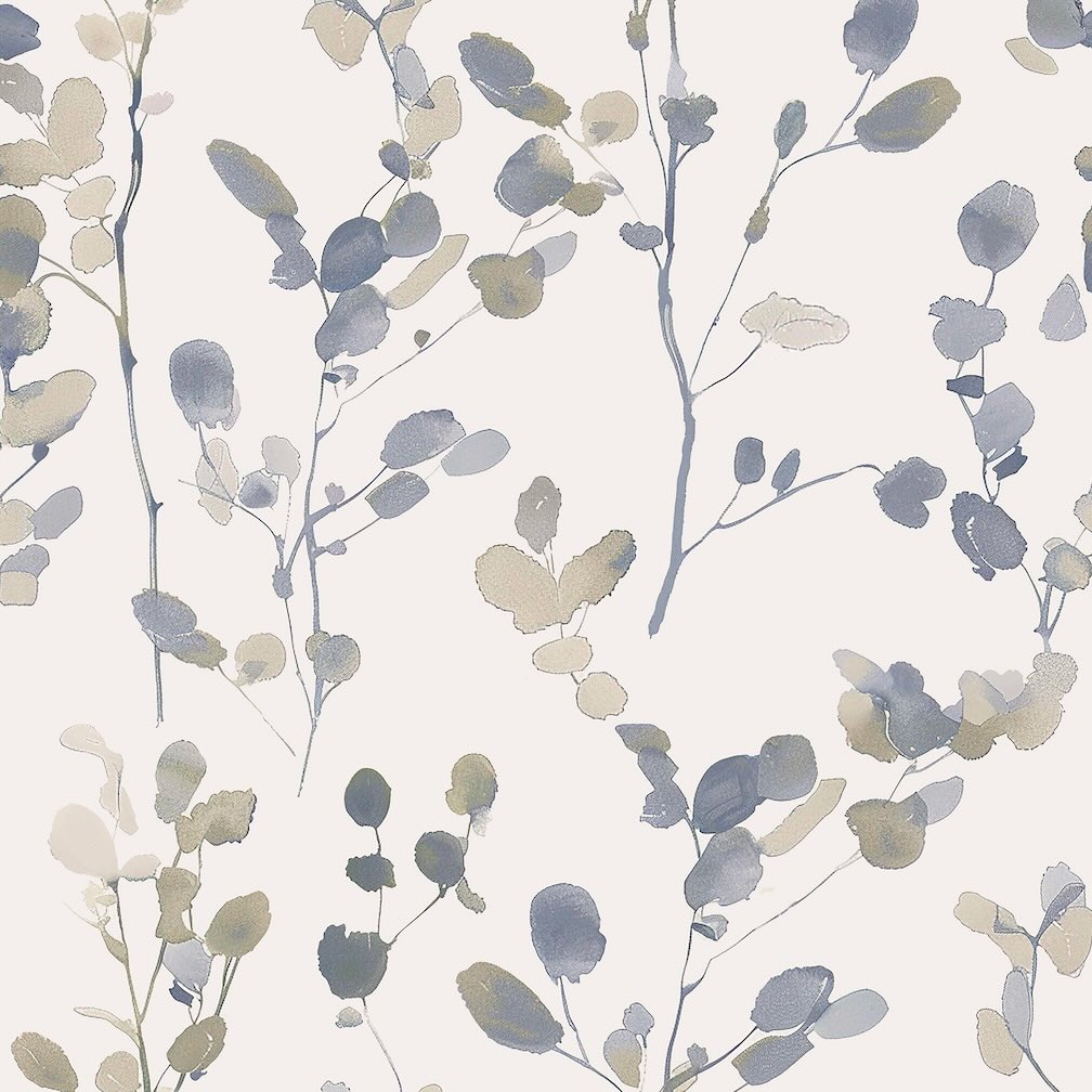 Next Natural Blue Honesty Leaf Wallpaper