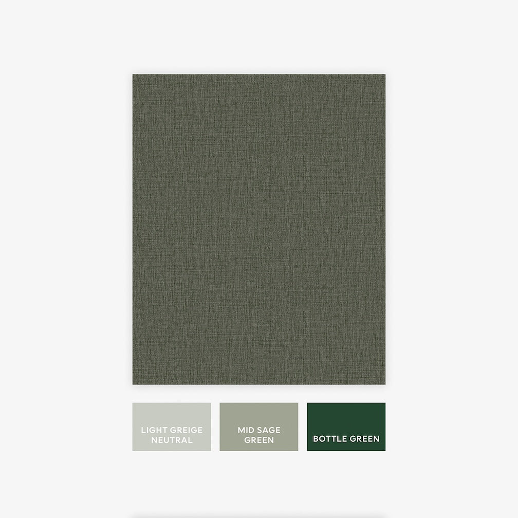 Next Deep Green Linen Look Wallpaper