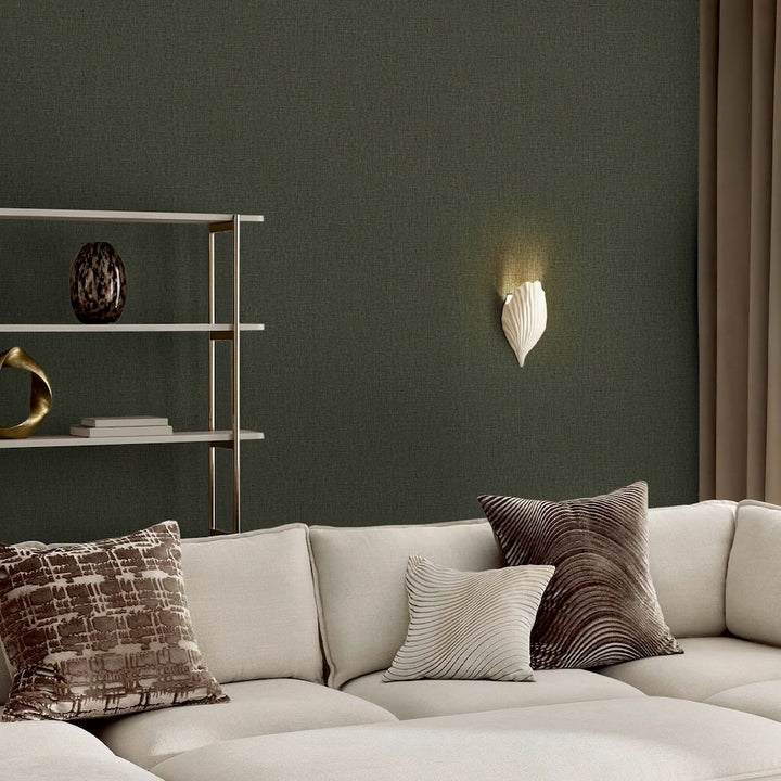 Next Deep Green Linen Look Wallpaper