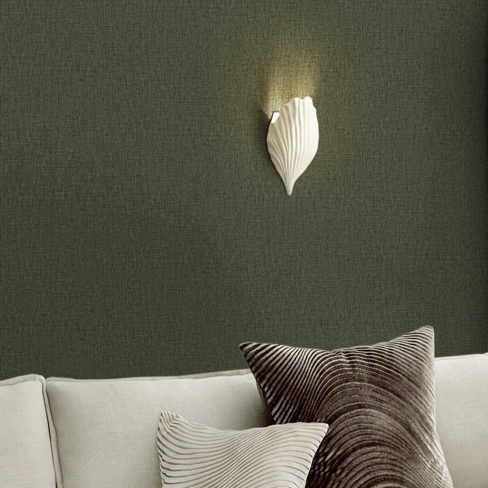 Next Deep Green Linen Look Wallpaper