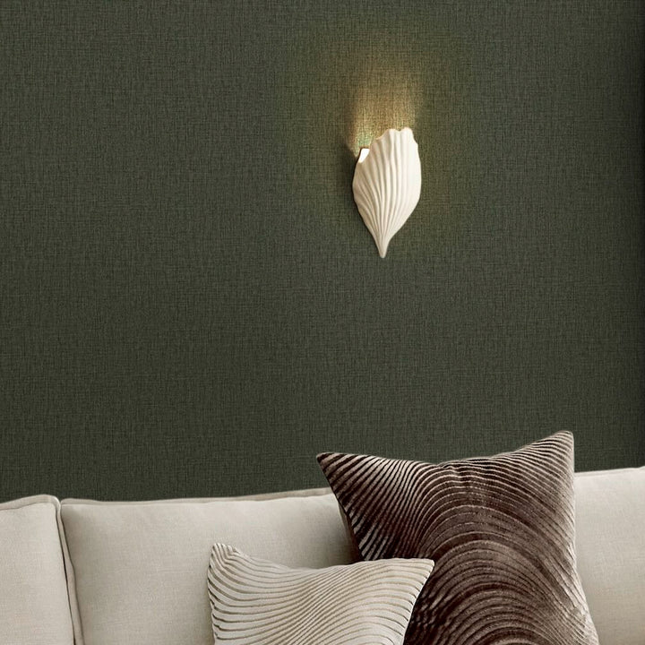 Next Deep Green Linen Look Wallpaper