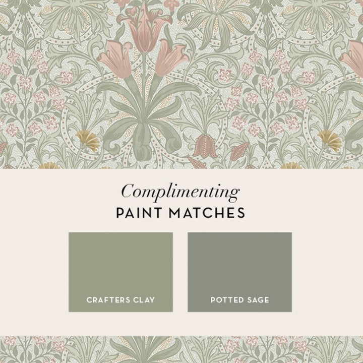 William Morris Woodland Weeds Peony & Sage Wallpaper