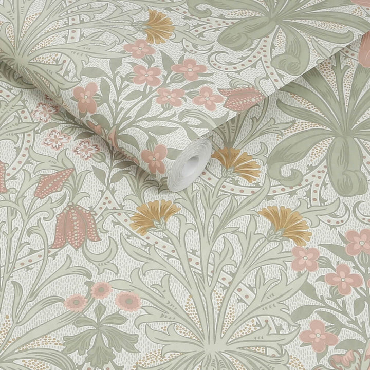 William Morris Woodland Weeds Peony & Sage Wallpaper