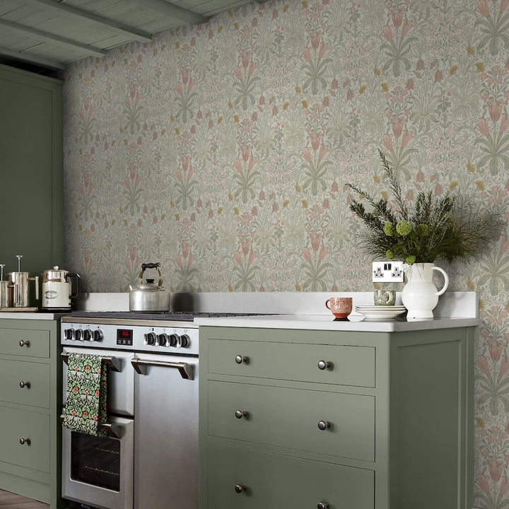 William Morris Woodland Weeds Peony & Sage Wallpaper