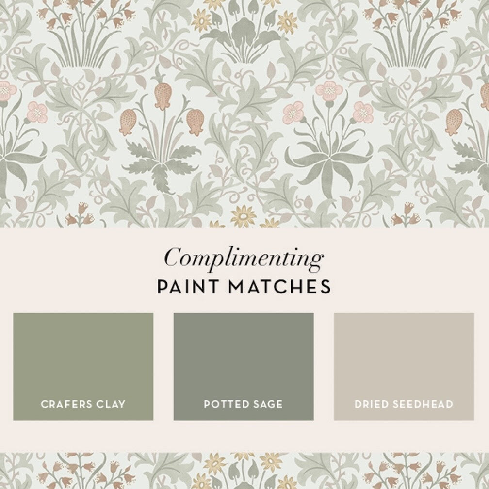 William Morris Celandine Spring Peony & Sage Wallpaper