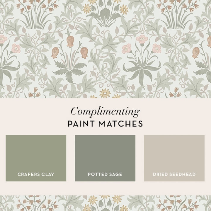 William Morris Celandine Spring Peony & Sage Wallpaper