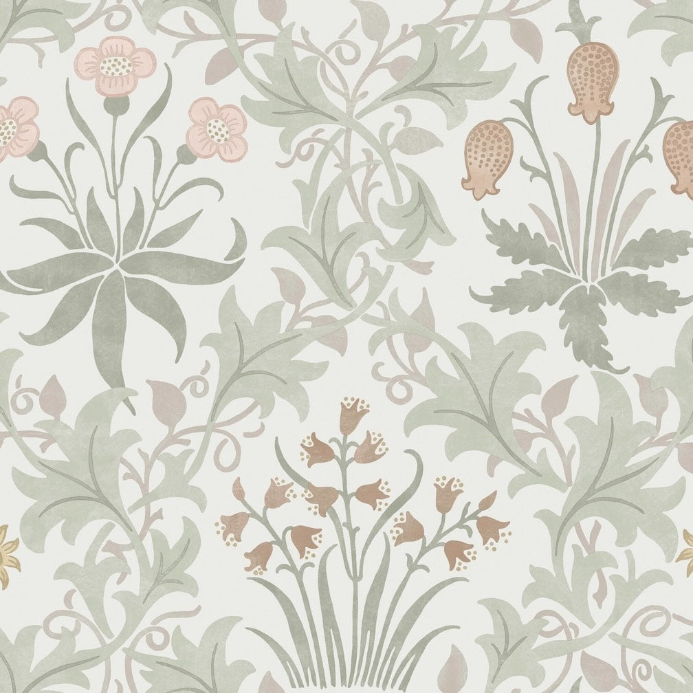 William Morris Celandine Spring Peony & Sage Wallpaper