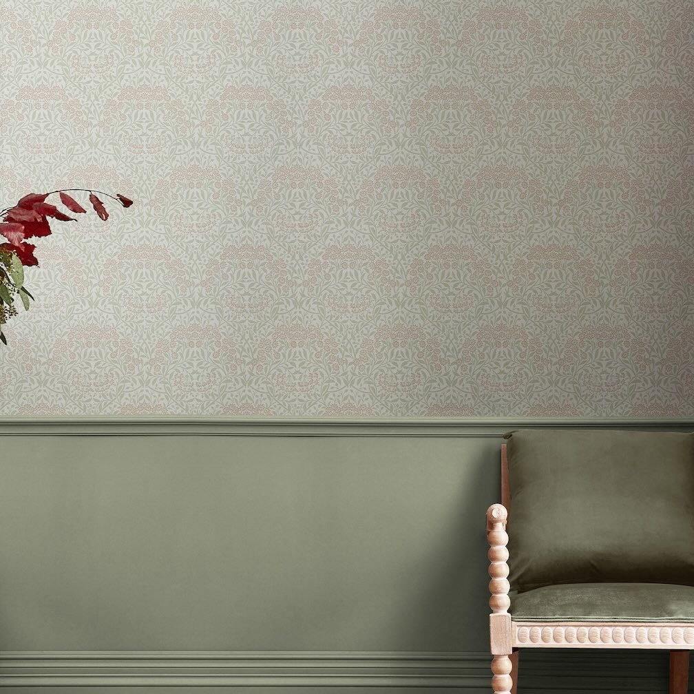 William Morris Michaelmas Daisy Peony & Sage Wallpaper