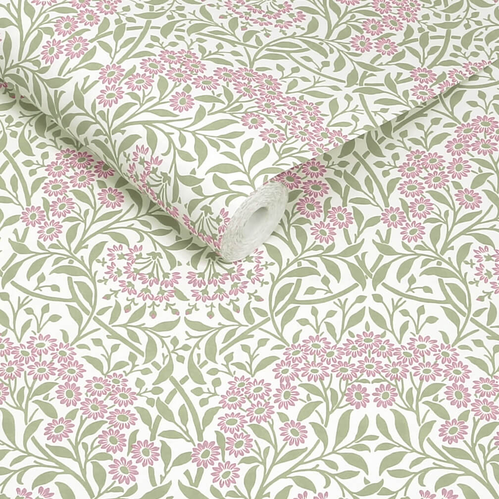 William Morris Michaelmas Daisy Pink Cedar Wallpaper