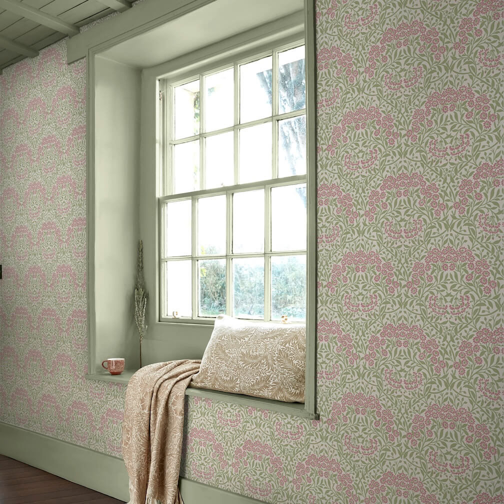 William Morris Michaelmas Daisy Pink Cedar Wallpaper