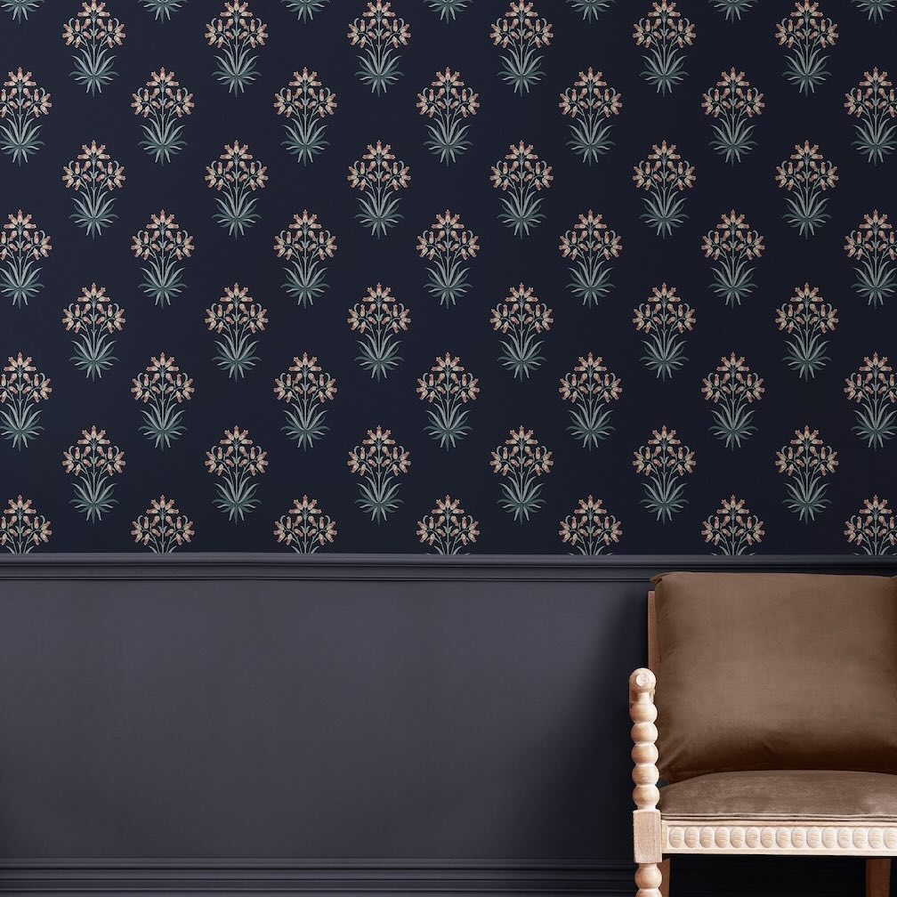 William Morris Hyacinth Flower Midnight Wallpaper