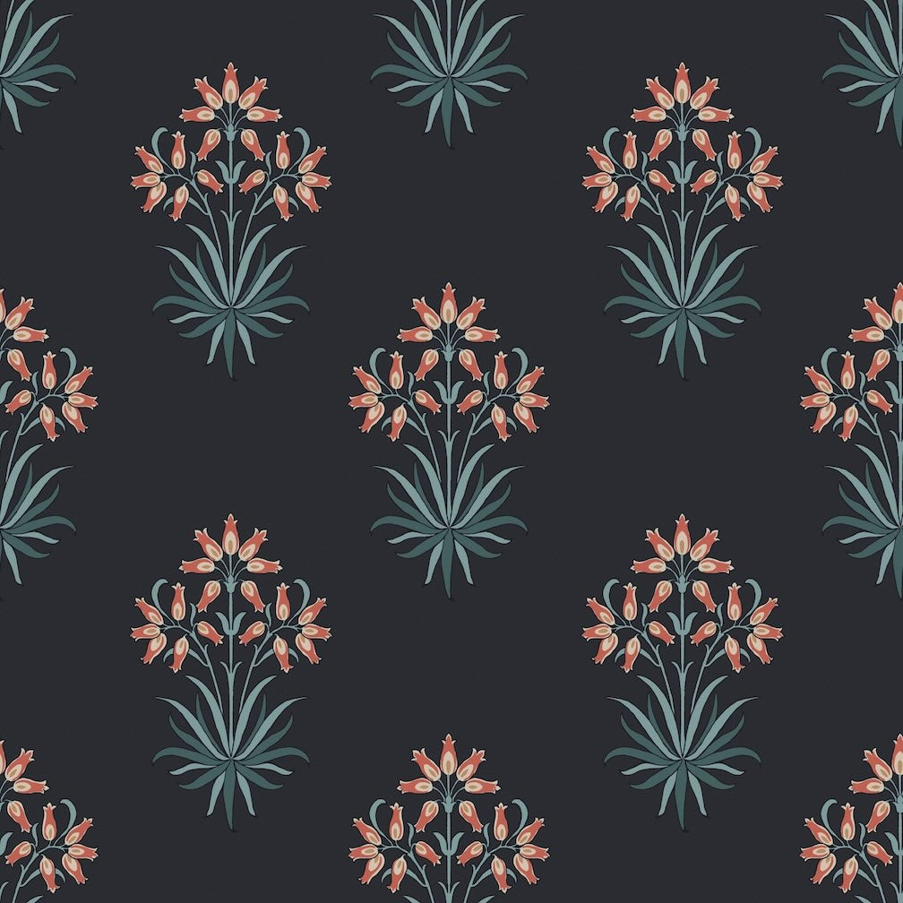 William Morris Hyacinth Flower Midnight Wallpaper