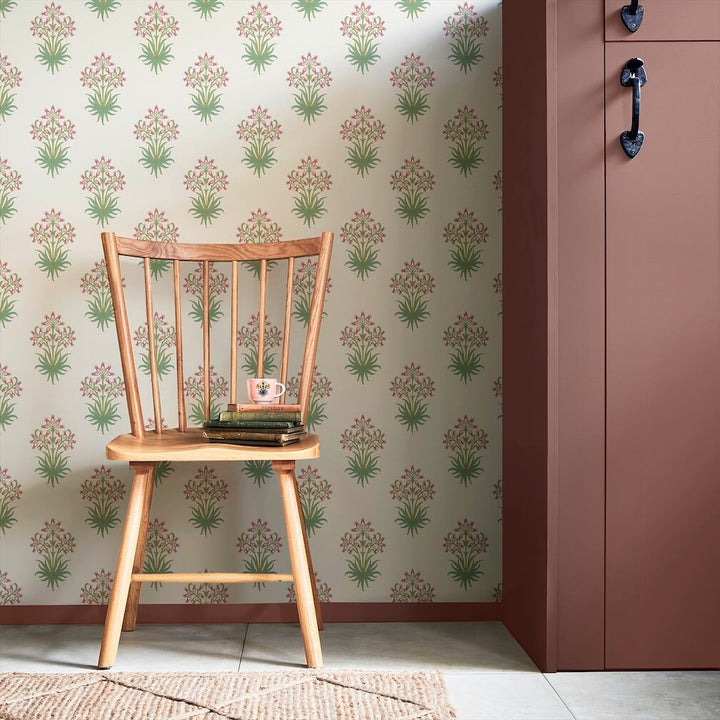 William Morris Hyacinth Flower Pink Cedar Wallpaper