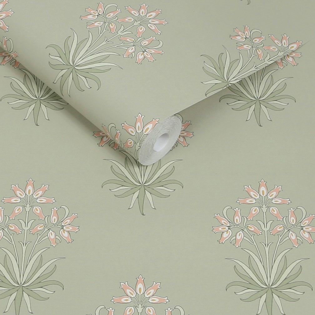 William Morris Hyacinth Flower Peony & Sage Wallpaper