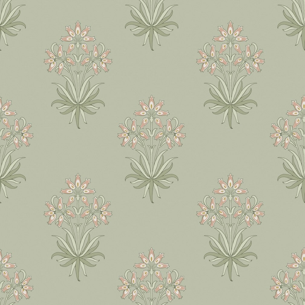 William Morris Hyacinth Flower Peony & Sage Wallpaper
