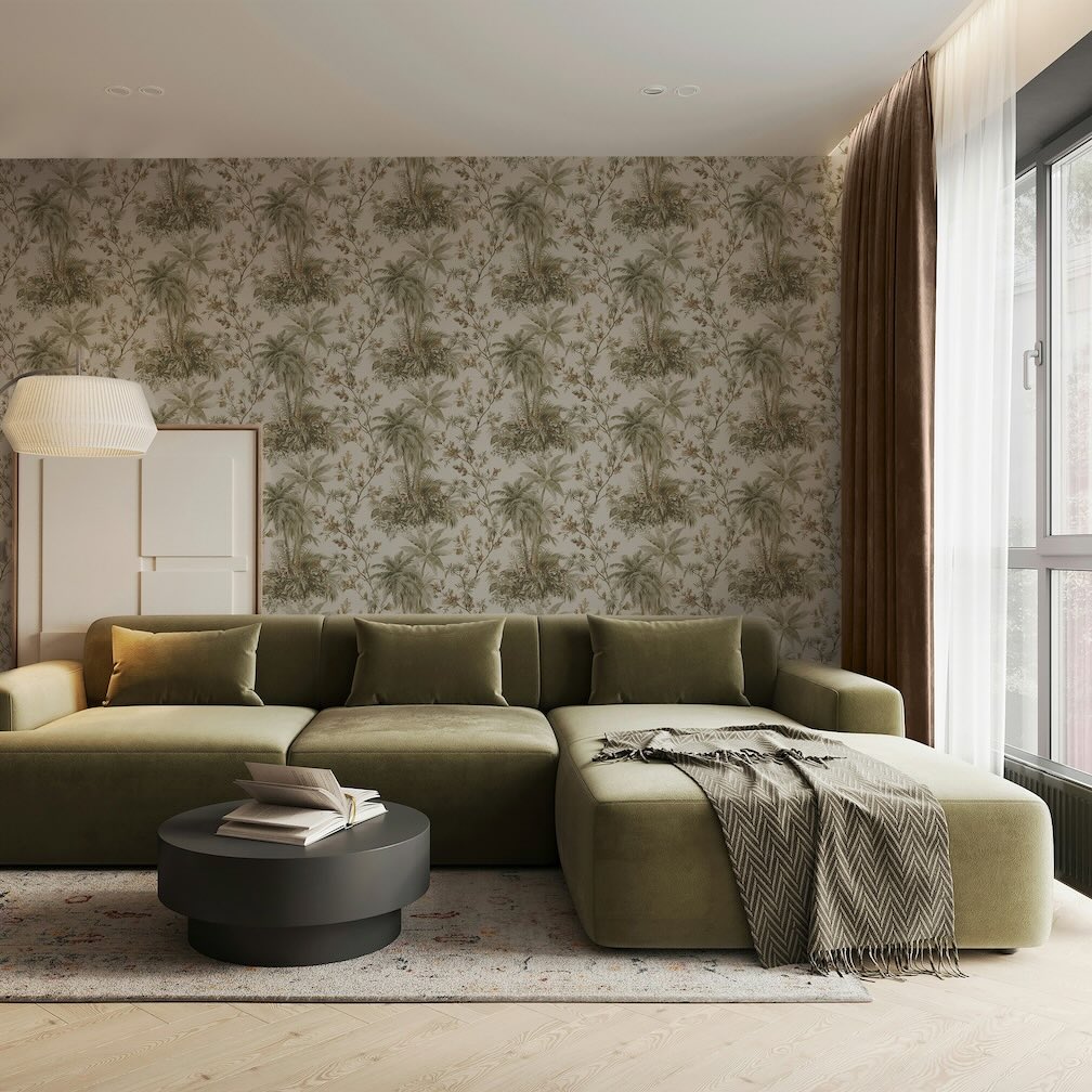 Boutique Bali Sage & Gold Wallpaper