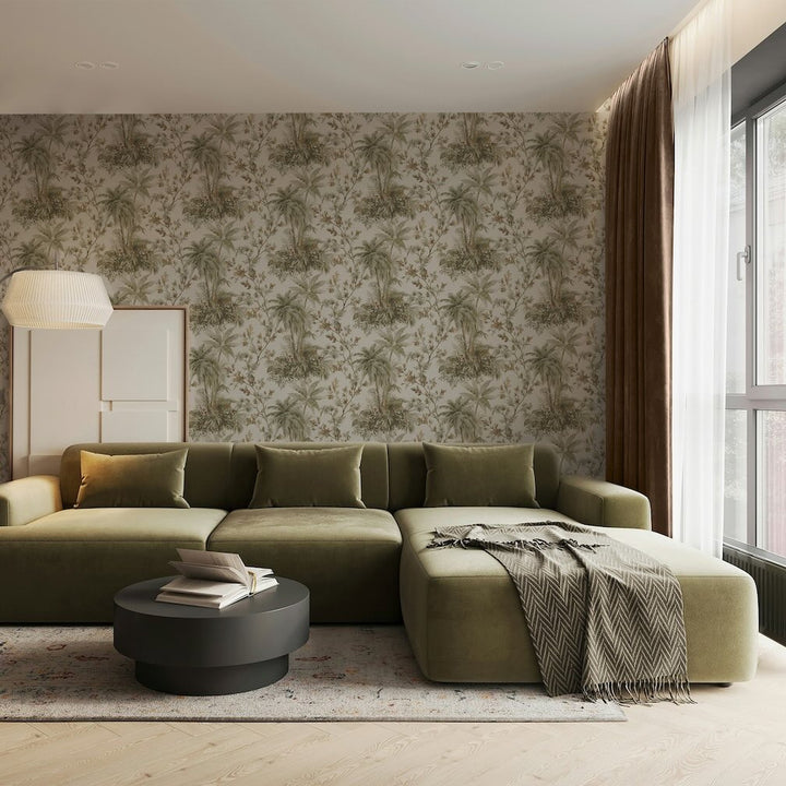 Boutique Bali Sage & Gold Wallpaper