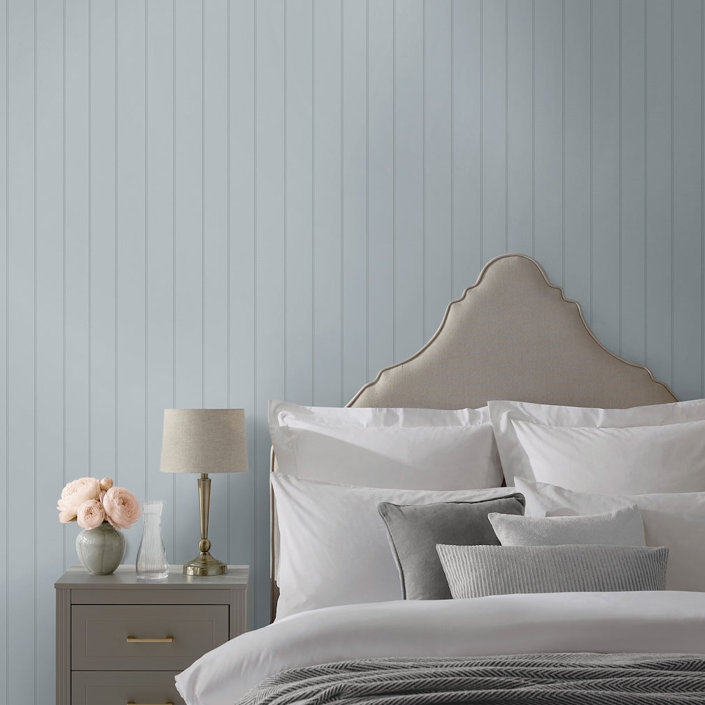 Martha Stewart Wood Panel Mineral Blue Wallpaper