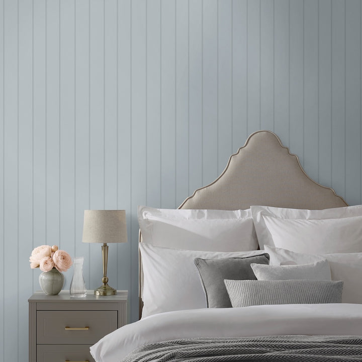 Martha Stewart Wood Panel Mineral Blue Wallpaper