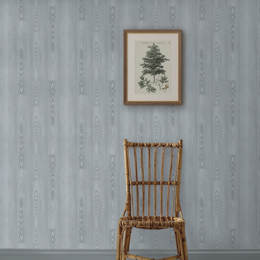 Martha Stewart Bedford Fauxbois Mineral Blue Wallpaper