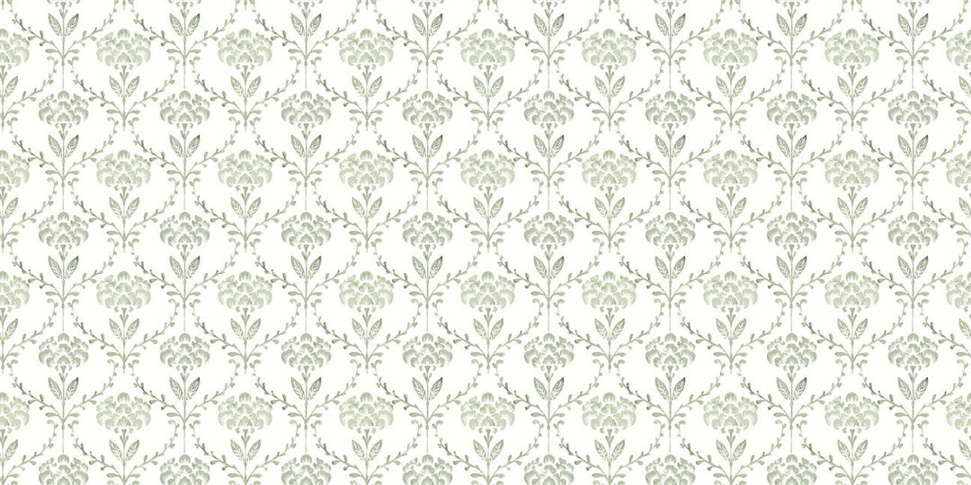 Martha Stewart Chateau Fleur Basketweave Green Wallpaper