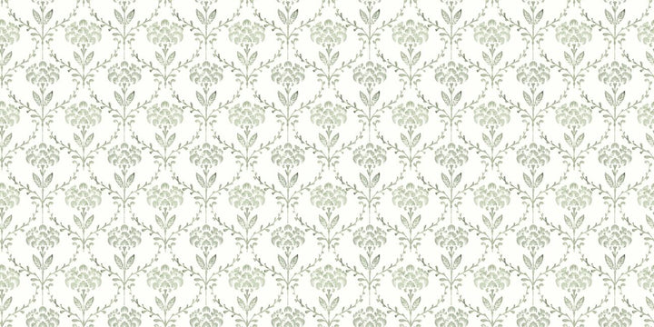 Martha Stewart Chateau Fleur Basketweave Green Wallpaper
