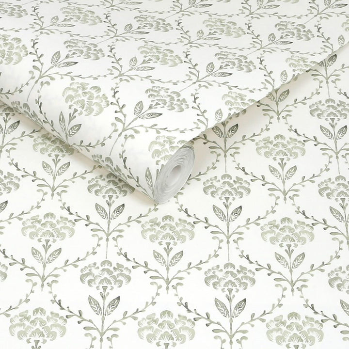 Martha Stewart Chateau Fleur Basketweave Green Wallpaper