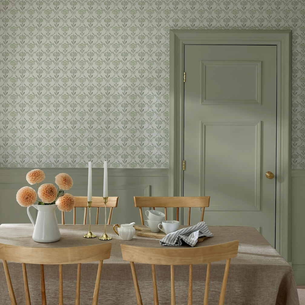 Martha Stewart Chateau Fleur Basketweave Green Wallpaper