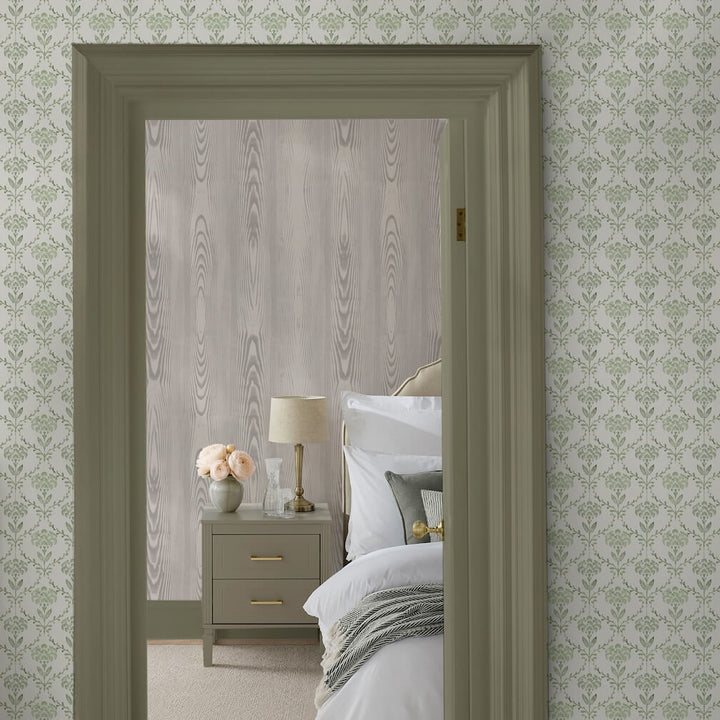 Martha Stewart Chateau Fleur Basketweave Green Wallpaper