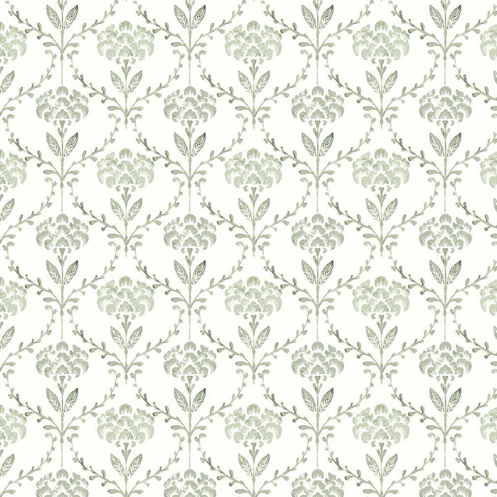 Martha Stewart Chateau Fleur Basketweave Green Wallpaper