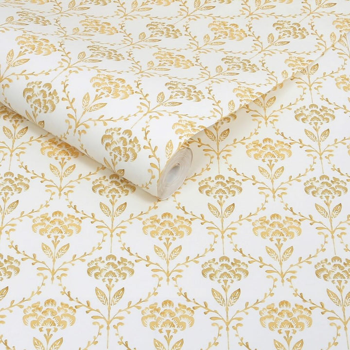 Martha Stewart Chateau Fleur Ochre Wallpaper