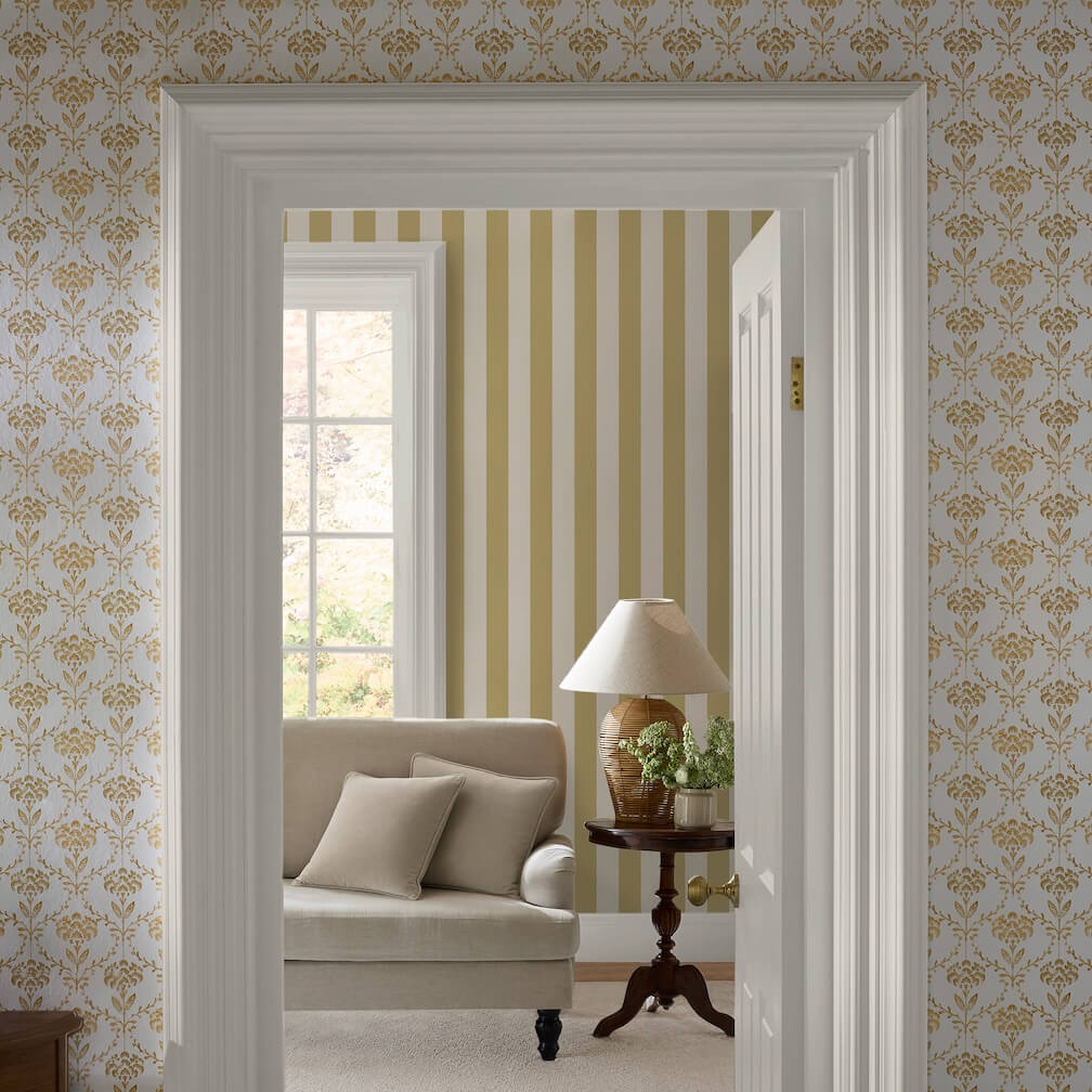Martha Stewart Chateau Fleur Ochre Wallpaper