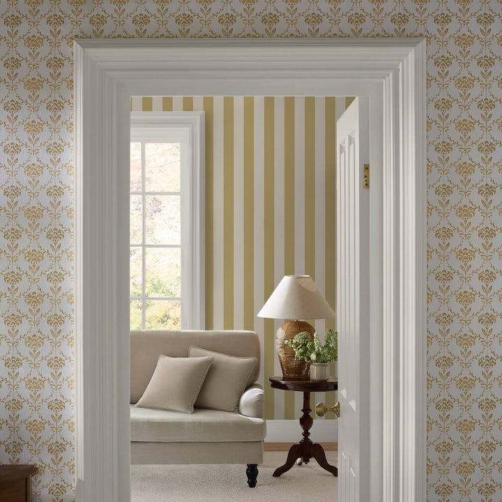 Martha Stewart Chateau Fleur Ochre Wallpaper