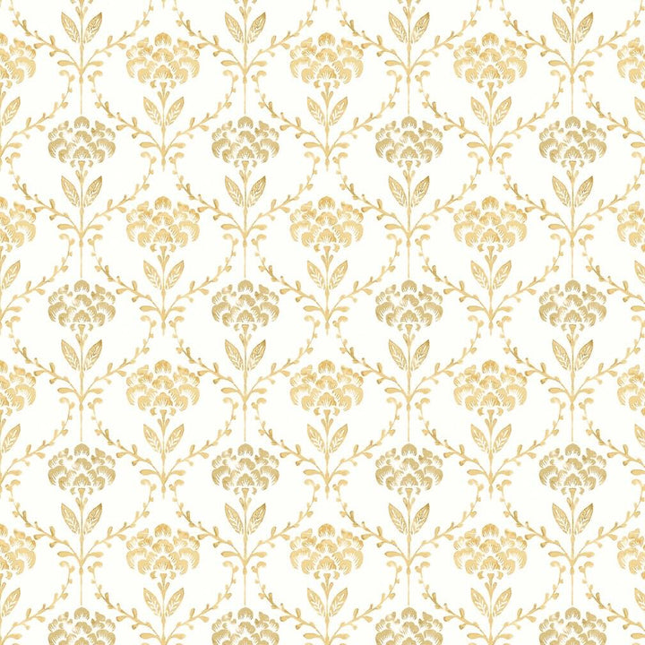 Martha Stewart Chateau Fleur Ochre Wallpaper