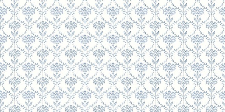 Martha Stewart Chateau Fleur Porcelain Blue Wallpaper