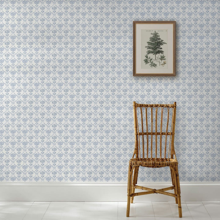 Martha Stewart Chateau Fleur Porcelain Blue Wallpaper