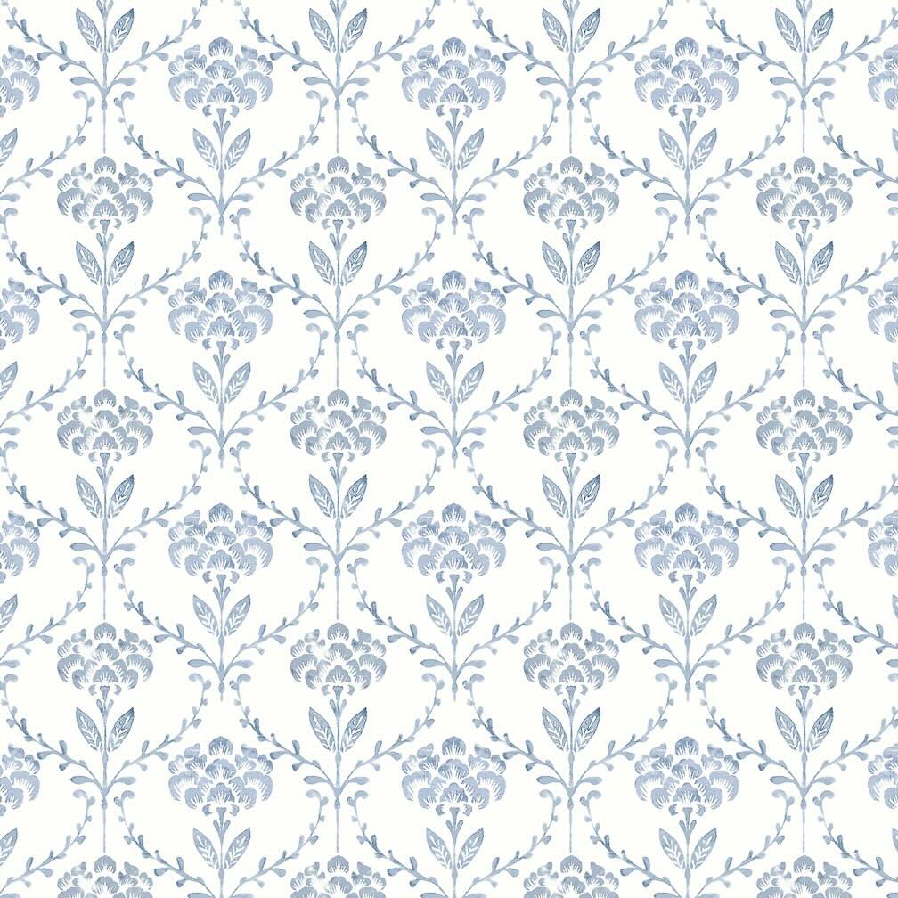 Martha Stewart Chateau Fleur Porcelain Blue Wallpaper