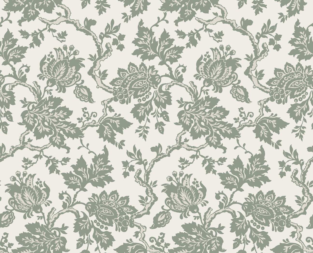 Martha Stewart Jacobean Antique Green Wallpaper