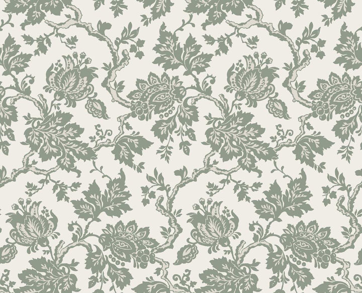 Martha Stewart Jacobean Antique Green Wallpaper