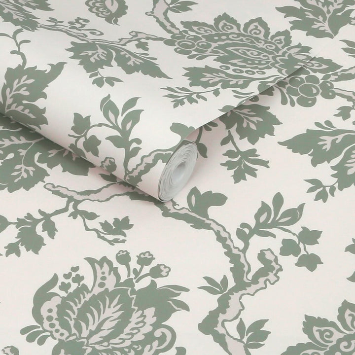 Martha Stewart Jacobean Antique Green Wallpaper
