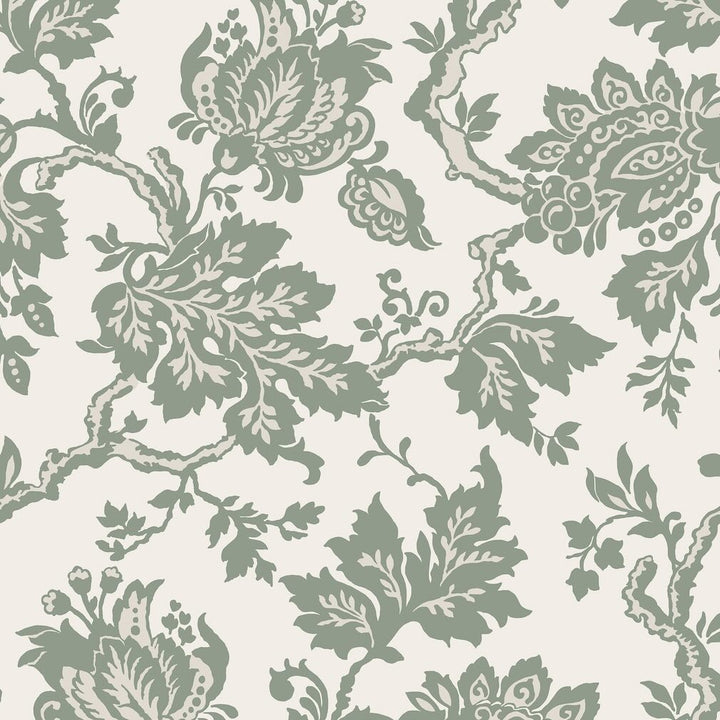 Martha Stewart Jacobean Antique Green Wallpaper