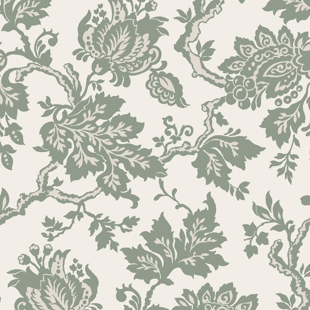 Martha Stewart Jacobean Antique Green Wallpaper