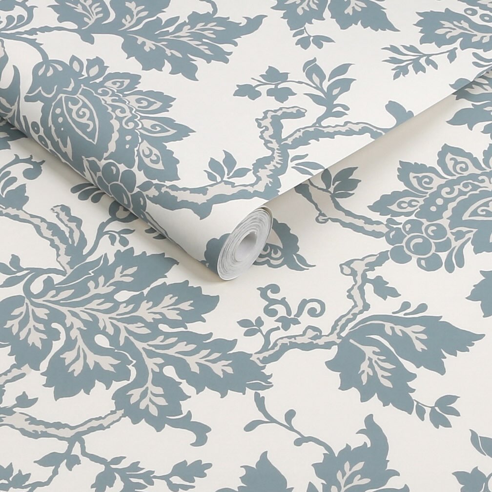 Martha Stewart Jacobean Tarn Blue Wallpaper