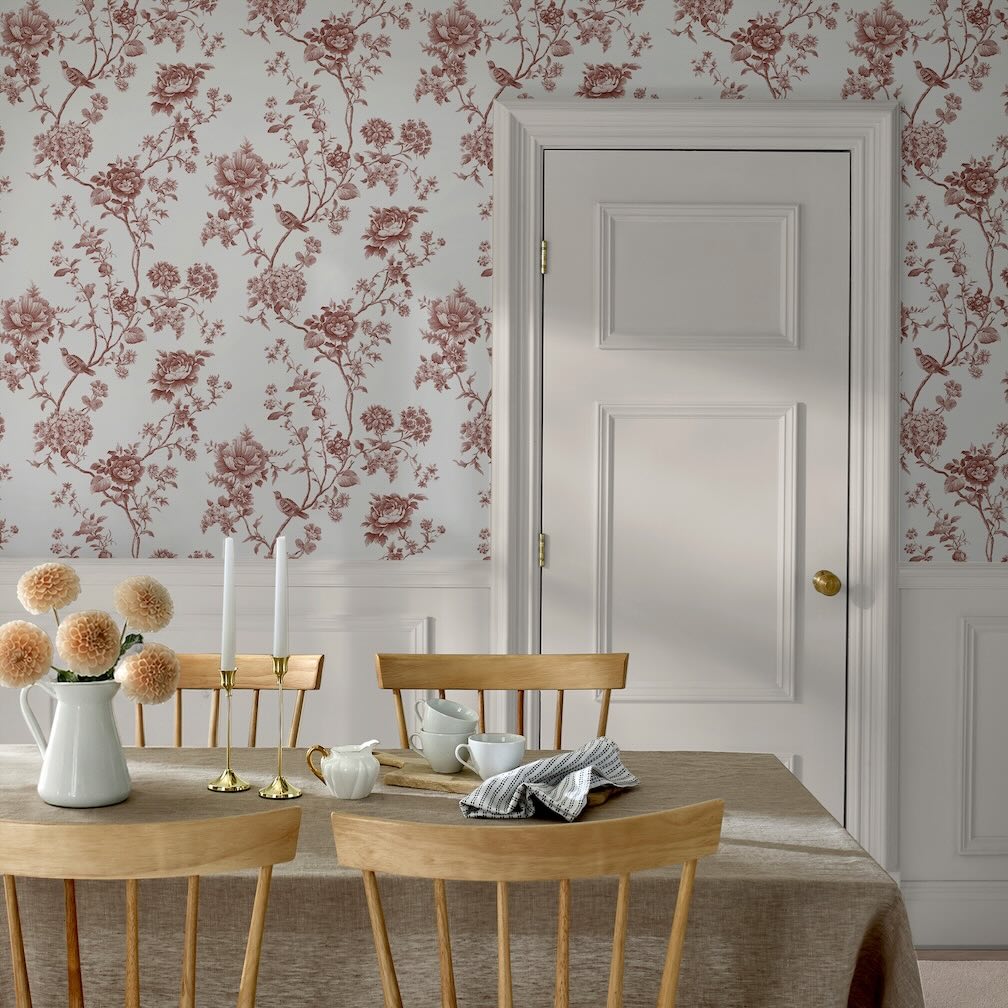 Martha Stewart Floral Vine Russet Wallpaper