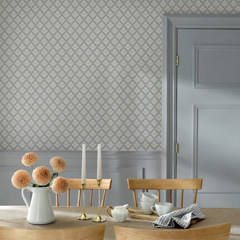 Martha Stewart Artisan Floral Mineral Blue Wallpaper