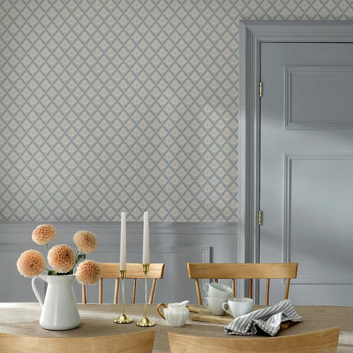Martha Stewart Artisan Floral Mineral Blue Wallpaper