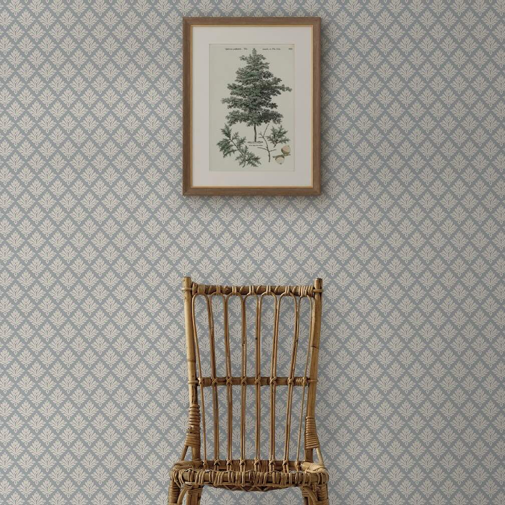 Martha Stewart Artisan Floral Mineral Blue Wallpaper