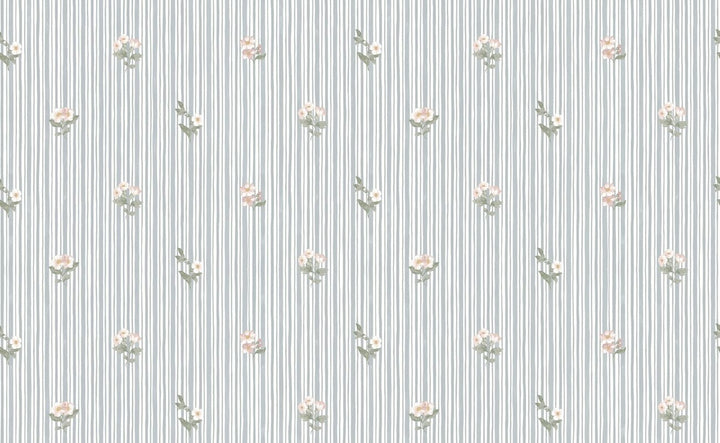 Martha Stewart Garden Stripe Grey Blue Wallpaper