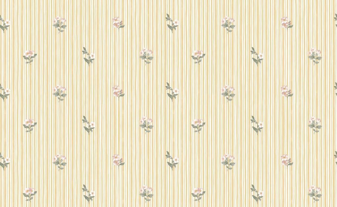 Garden Stripe Ochre Wallpaper