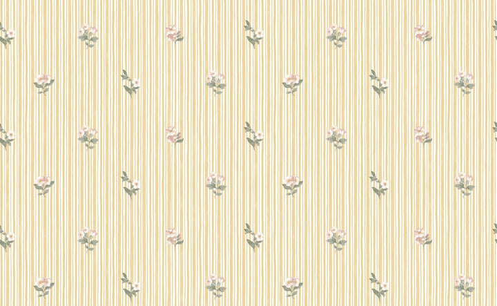 Garden Stripe Ochre Wallpaper